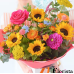 Luxurious summer trendy bouquet with sunflowers.