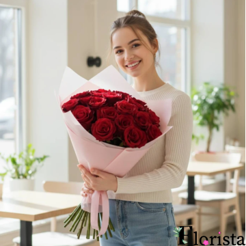 Букет 19 червоних троянд