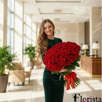 Букет Вражаючий букет із 101 троянди 70 см