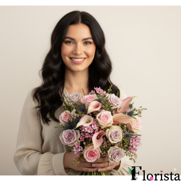 Збірний букет квітів Калла Лілі та Роза Делюкс