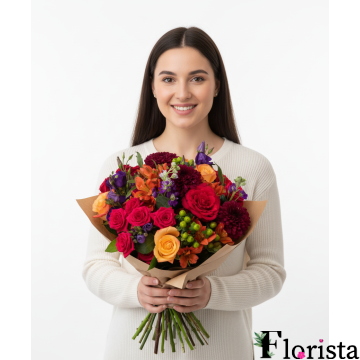 Збірний букет квітів Букет вогняних троянд