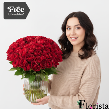 Букет із 51 червоної троянди