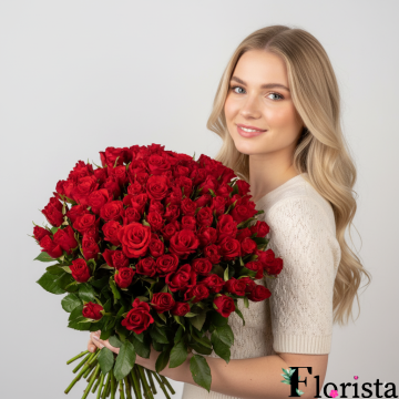Букет 100 червоних троянд