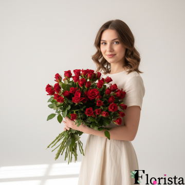 Букет 50 червоних троянд
