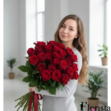 Букет з 25 червоних троянд