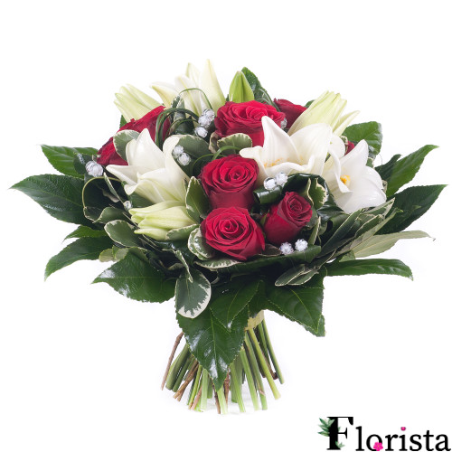 Red roses and white lilies