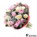 Delicate white and pink roses with eucalyptus.