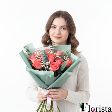 Букет мрії з коралових троянд