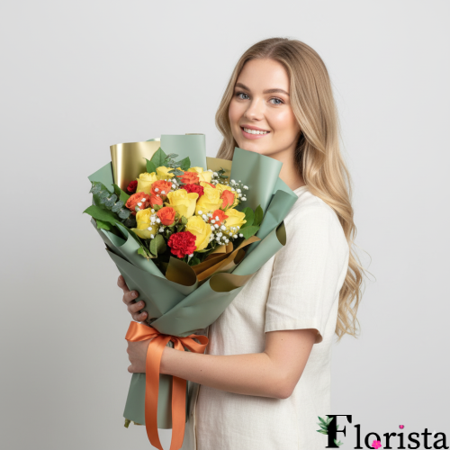 Букет із змішаних троянд Sunburst