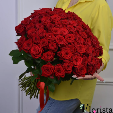 Букет із 75 Червоних Троянд (60см-70см)