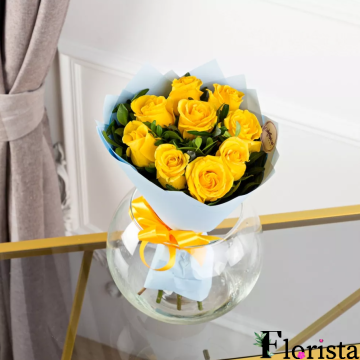 9 жовтих троянд (50см)