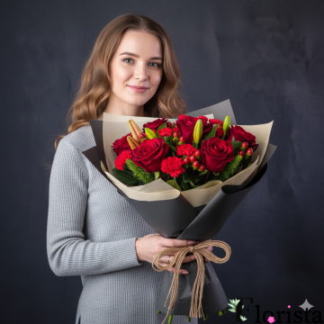 Букет квітів Флорист червоний