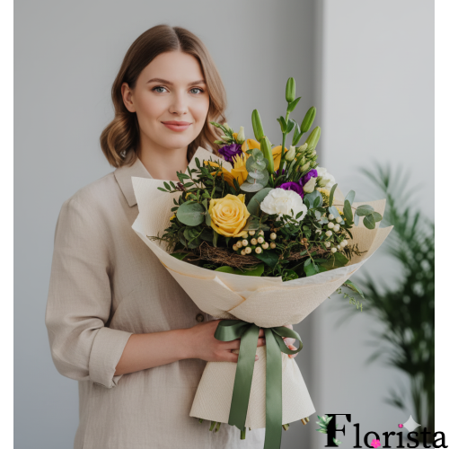 Збірний букет квітів Літнє сонце з ліліями