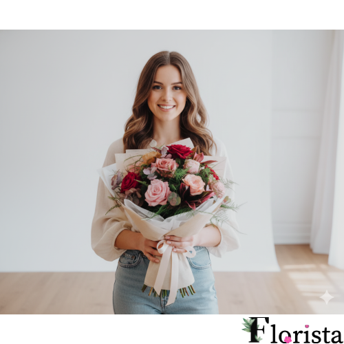 Збірний букет квітів Романтичні троянди