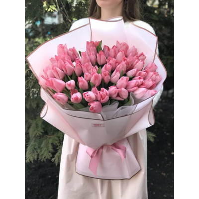 75 рожевих тюльпанів