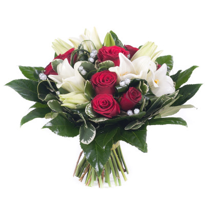 Red roses and white lilies