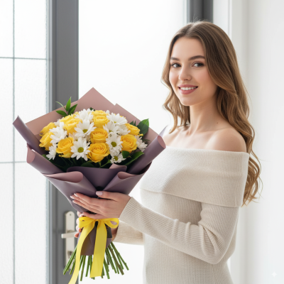 Букет «Квіткова фантазія» з ромашок