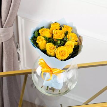 9 жовтих троянд (50см)