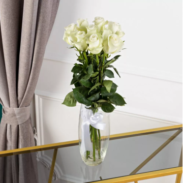 Букет із 9 Білих Троянд (50см)