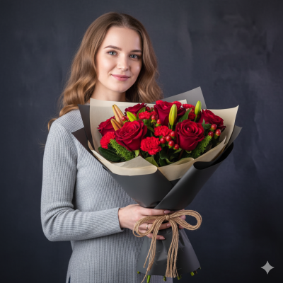 Букет квітів Флорист червоний