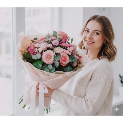 Збірний букет квітів Казка в рожевому