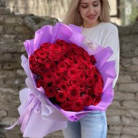 Стамбул, Туреччина - Букет із 51 червоних троянд 70 см.