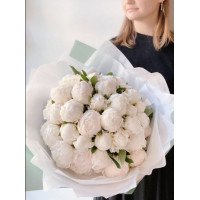 Букет 20 білих півоній