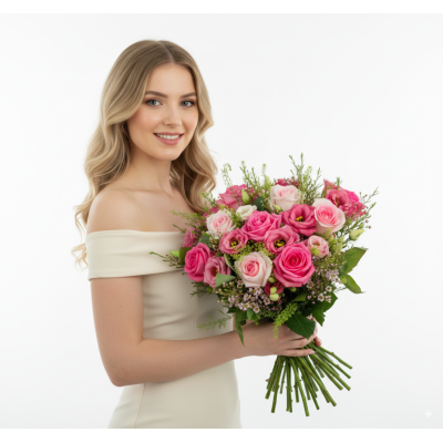 Vorgefertigter Blumenstrauß Luxuriöses Rosarot