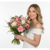 Fertig zusammengestellter Blumenstrauß Honig und Flieder