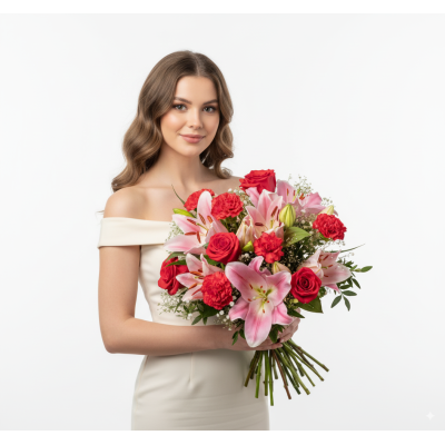Assembled bouquet of flowers Lilies of Dreams