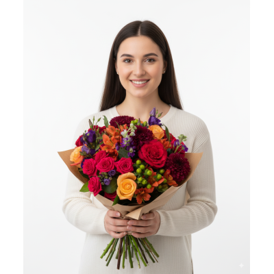 Збірний букет квітів Букет вогняних троянд