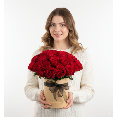 20 Rosen in einer Hutschachtel