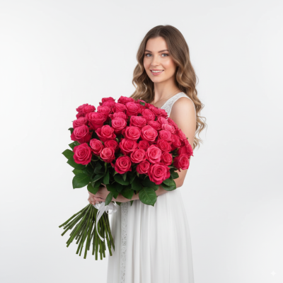 Ein Strauß aus 51 rosa Rosen