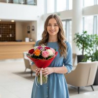 Букет Троянда Тайм + Кафф Серце