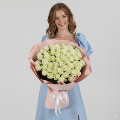 Букет із 51 білих троянд