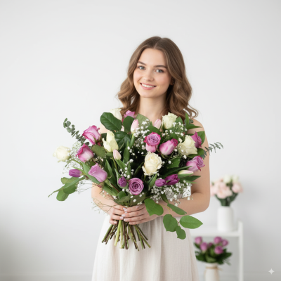 Букет змішаних троянд