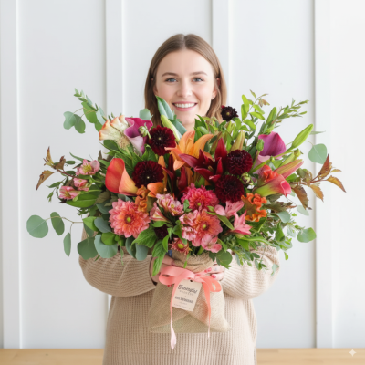 Збірний букет квітів глінтвейн