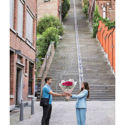 Льєж, Бельгія - Рожеві троянди з гіпсофілою