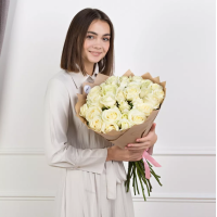 Букет із 39 білих троянд (40см-50см)