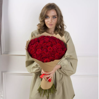 Букет із 51 червоної троянди (60см)