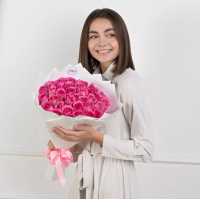 Strauß aus 41 rosa Rosen (50 cm)