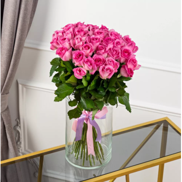Букет із 25 рожевих троянд (50см)