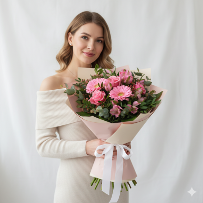 Букет квітів Рожеве щастя