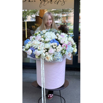 Berlin, Germany - assembled bouquet of flowers in a box