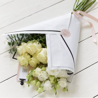 Beautiful packaging with white flowers