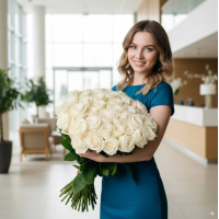 Букет Елегантність білих троянд – 39 шт. 70 см