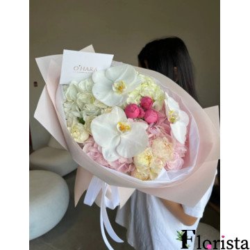 Букет квітів Біло-рожеве кохання