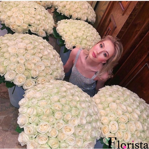 1001 біла троянда - Вищий клас (70см)