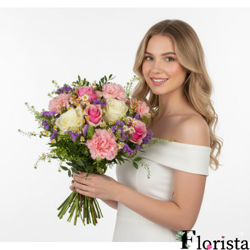 Fertig zusammengestellter Blumenstrauß Honig und Flieder