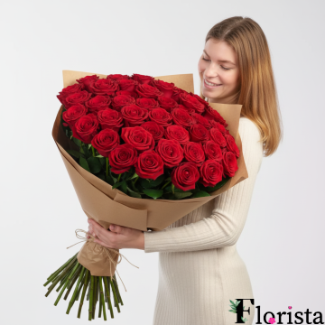 Bouquet of luxurious Puget roses 60 pcs. 70 cm